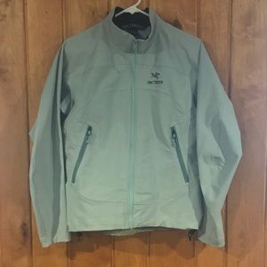 Arc’teryx light teal women’s soft shell jacket